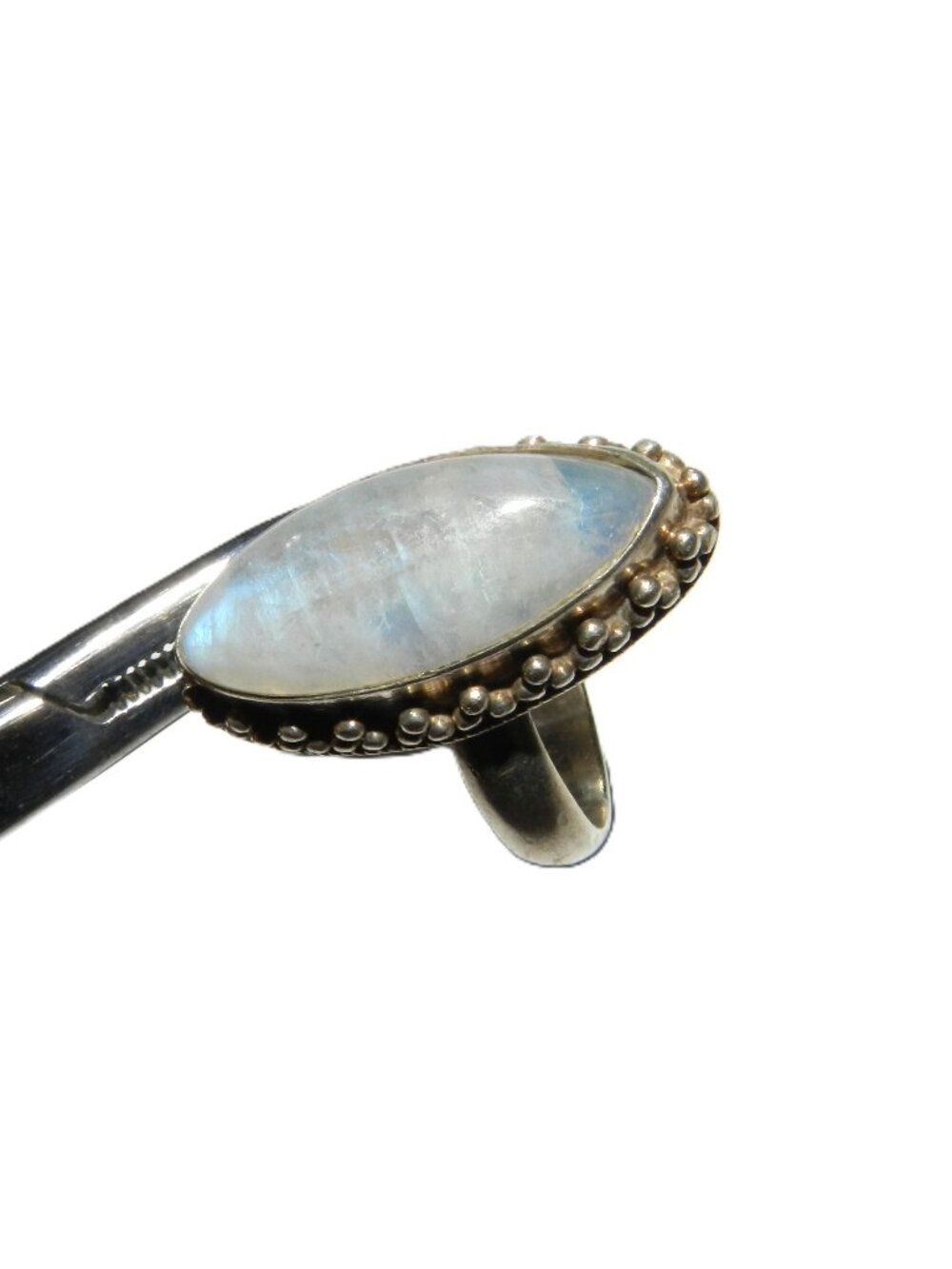 Women's 925 silver ring with rainbow moonstone, size 6